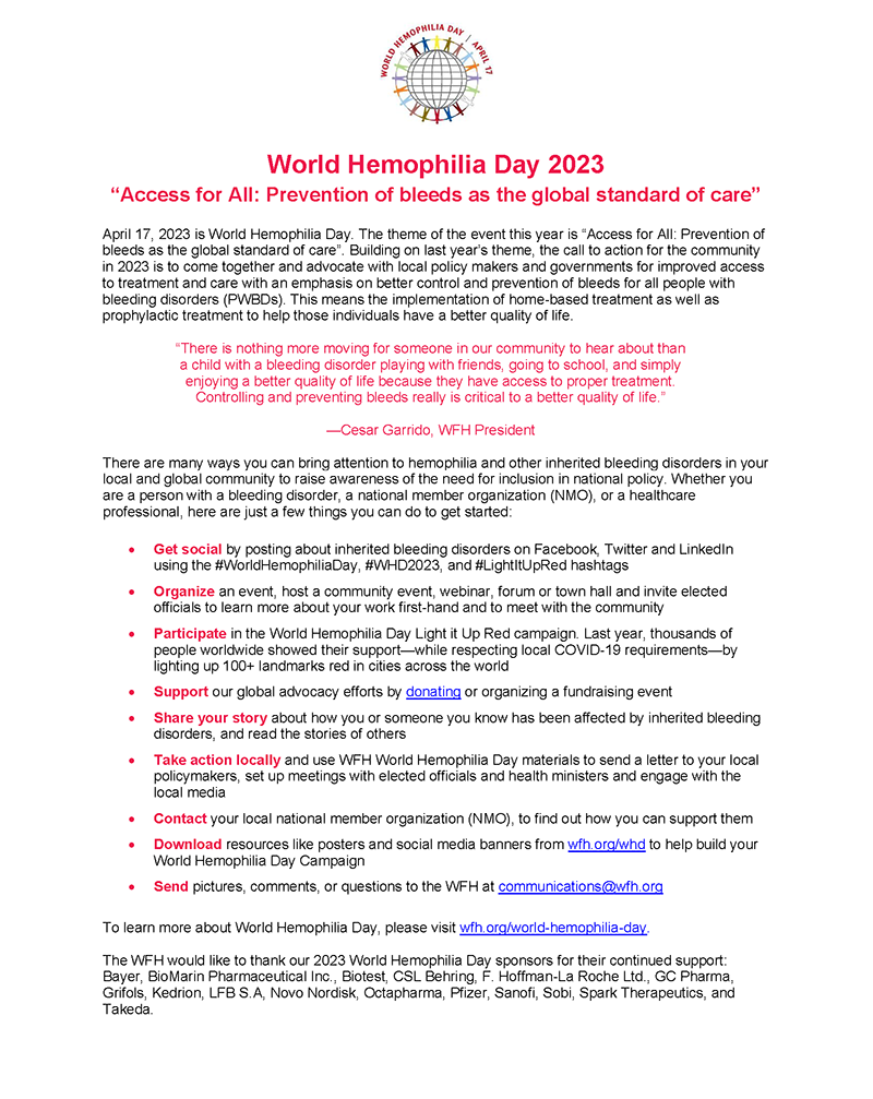 Home – Wfh - World Federation Of Hemophilia