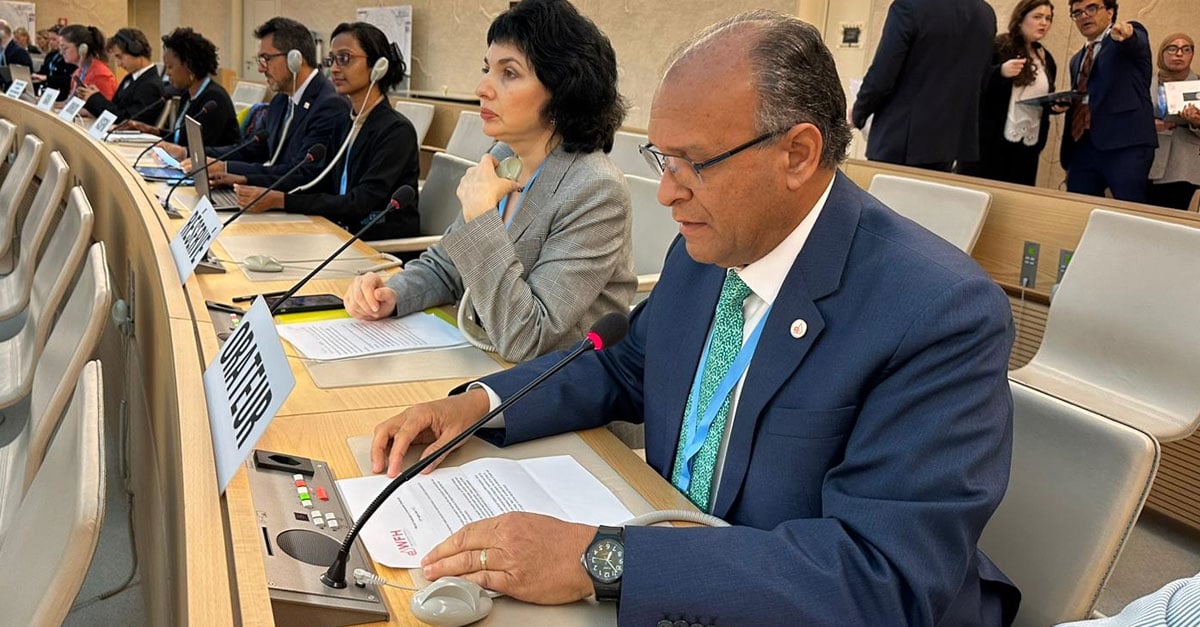 Cesar Garrido speaks at WHO 77th World Health Assembly (WHA) meeting