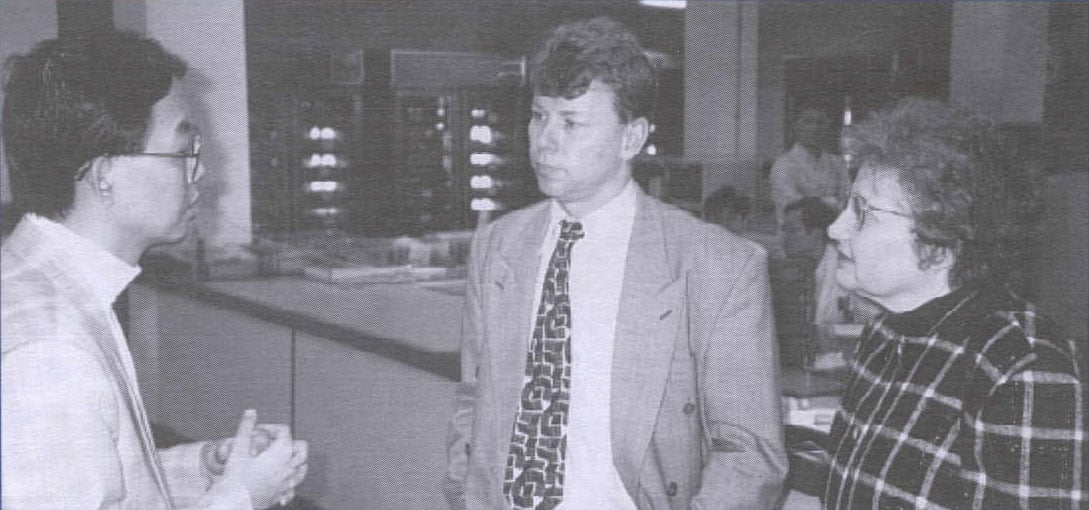 Brian O'Mahony and Dr. Carol Kasper at the Hong Kong Red Cross Blood Transfusion Service with Dr. Lin, Chief Executive