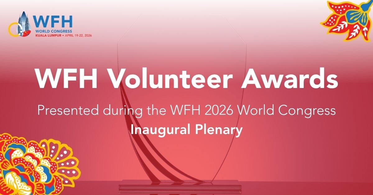 Volunteer award recipients honoured during Inaugural Plenary atWFH 2026 World Congress