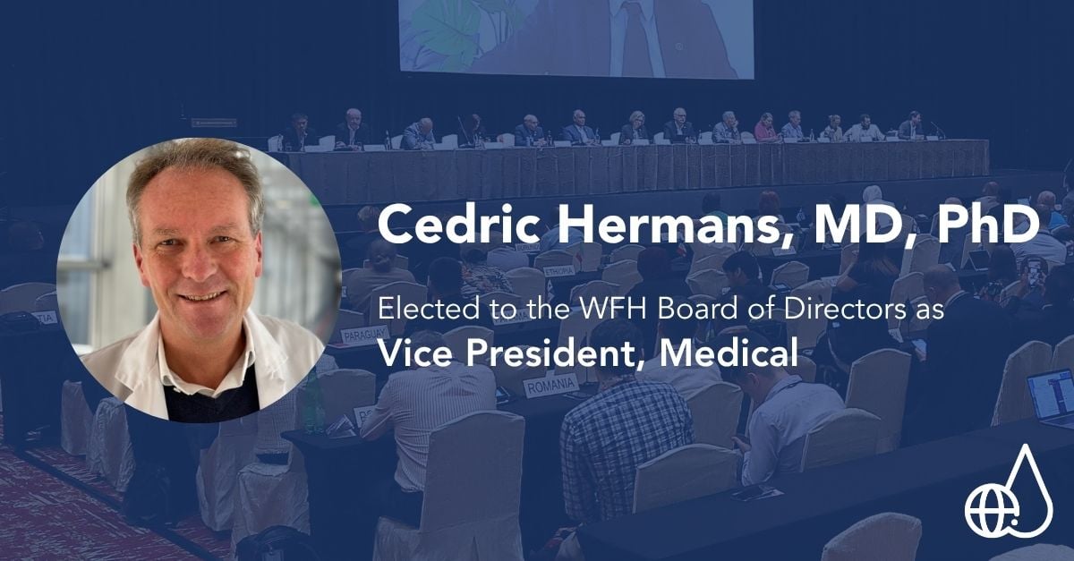 Cedric Hermans, MD, PhD, elected to board of directors as Vice President, Medical