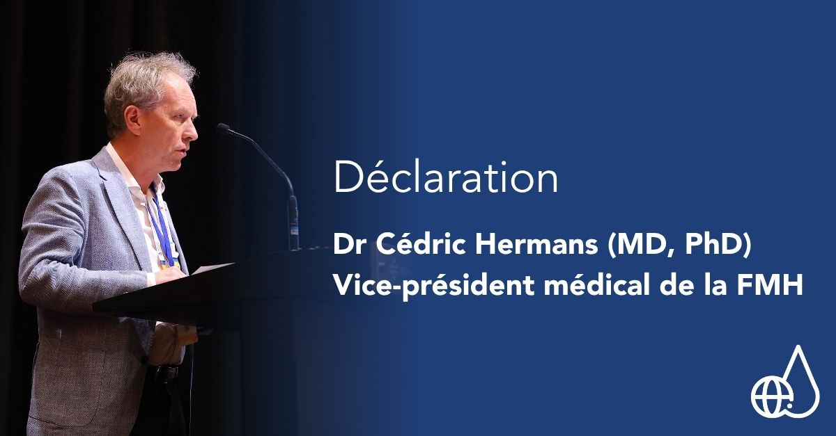 Cédric Hermans, le nouveau vice-président médical de la FMH, appelle à une mobilisation internationale en faveur des personnes atteintes d’un trouble de la coagulation