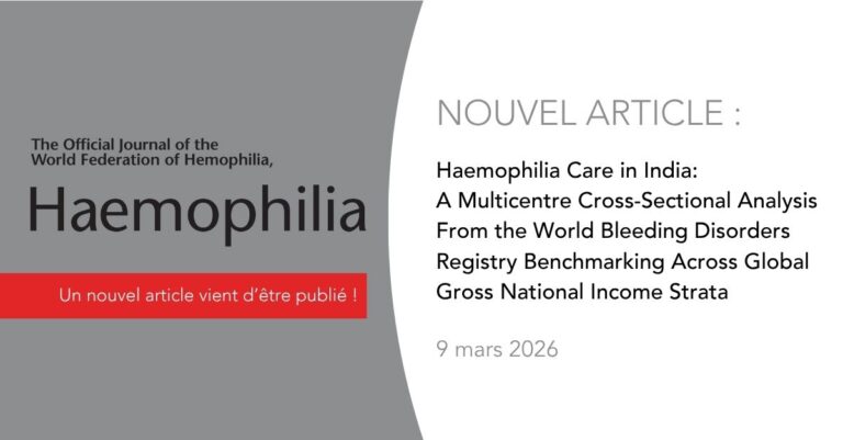 Article publié sur la prise en charge de l'hémophilie en Inde à partir des données du WBDR